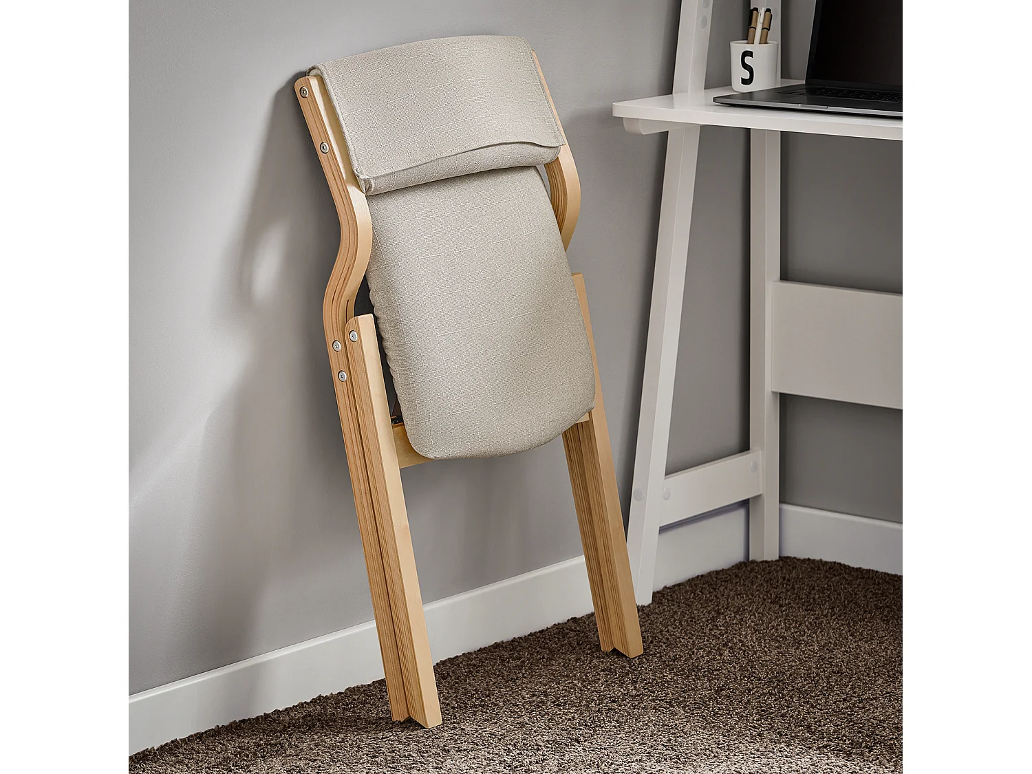 Chaise pliante en bois avec assise rembourrée, Chaise pliable pour Cuisine, Bureau FST40-HG SoBuy