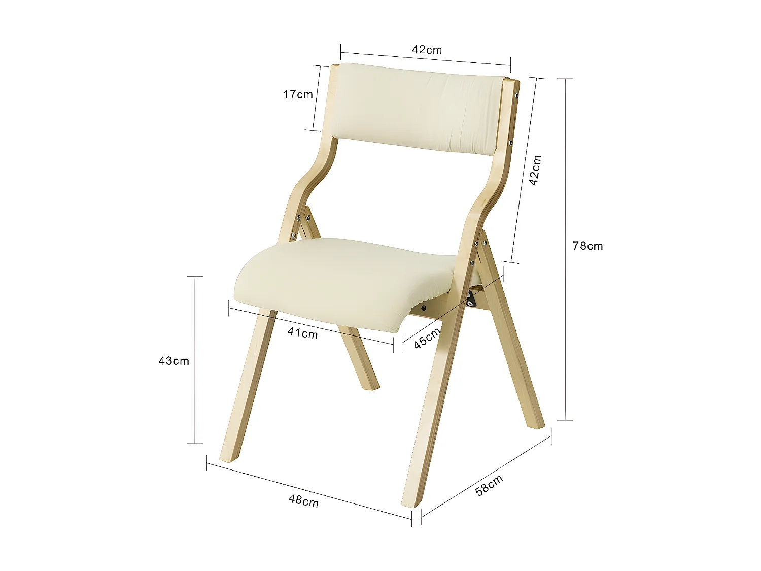 Chaise pliante en bois avec assise rembourrée, Chaise pliable pour Cuisine, Bureau FST40-W SoBuy