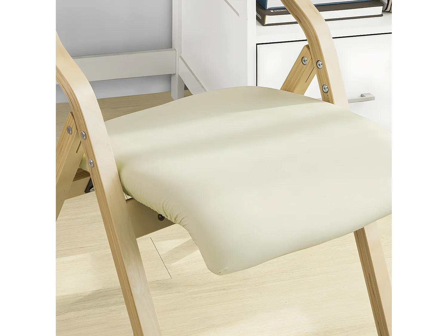 Chaise pliante en bois avec assise rembourrée, Chaise pliable pour Cuisine, Bureau FST40-W SoBuy