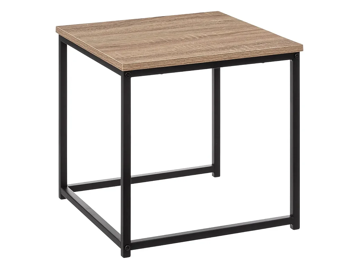 Set de 2 table carrée en MDF chêne et métal noir - L. 45 x P. 45 x H. 45 cm