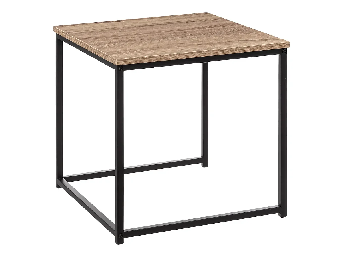 Set de 2 table carrée en MDF chêne et métal noir - L. 45 x P. 45 x H. 45 cm