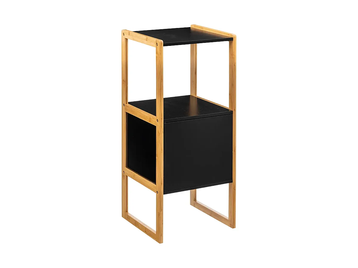 Meuble bas avec une porte en panneau de particules coloris noir/naturel