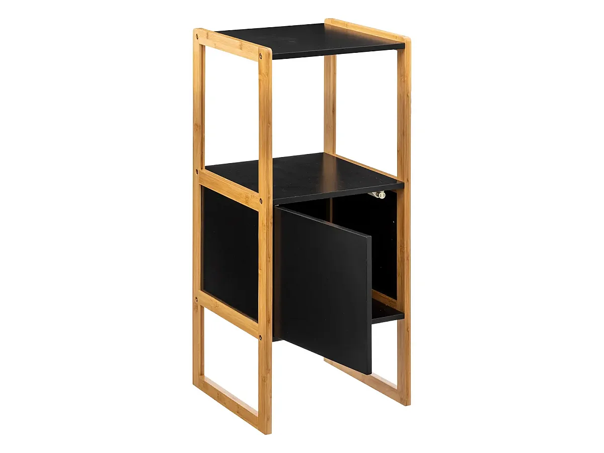 Meuble bas avec une porte en panneau de particules coloris noir/naturel