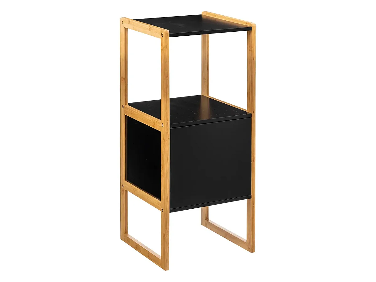 Meuble bas avec une porte en panneau de particules coloris noir/naturel