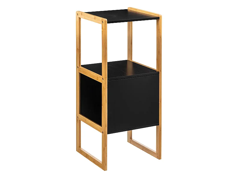 Meuble bas avec une porte en panneau de particules coloris noir/naturel