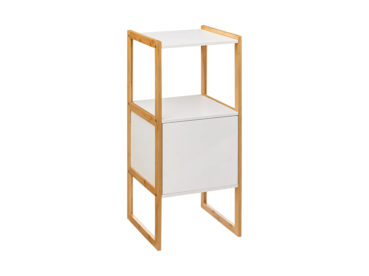 Meuble bas avec une porte en panneau de particules coloris blanc/naturel