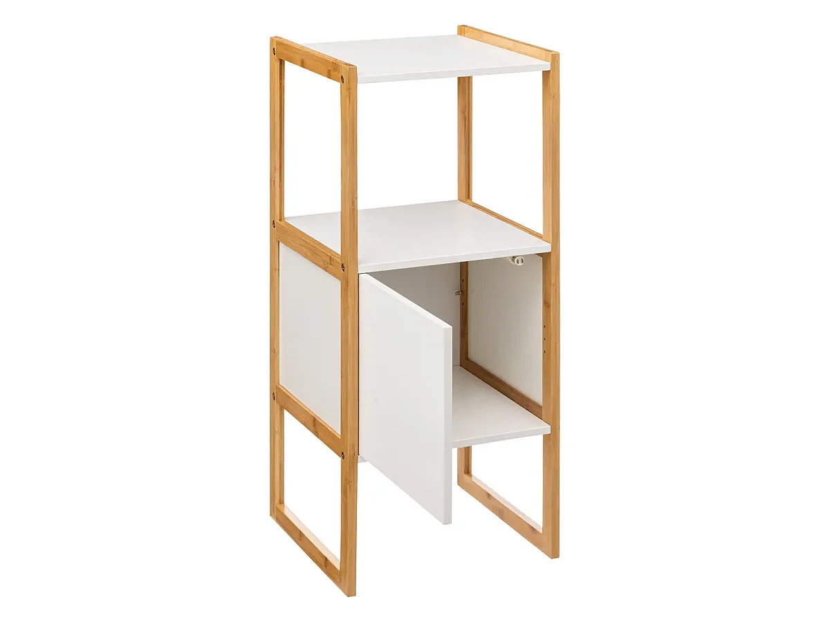 Meuble bas avec une porte en panneau de particules coloris blanc/naturel