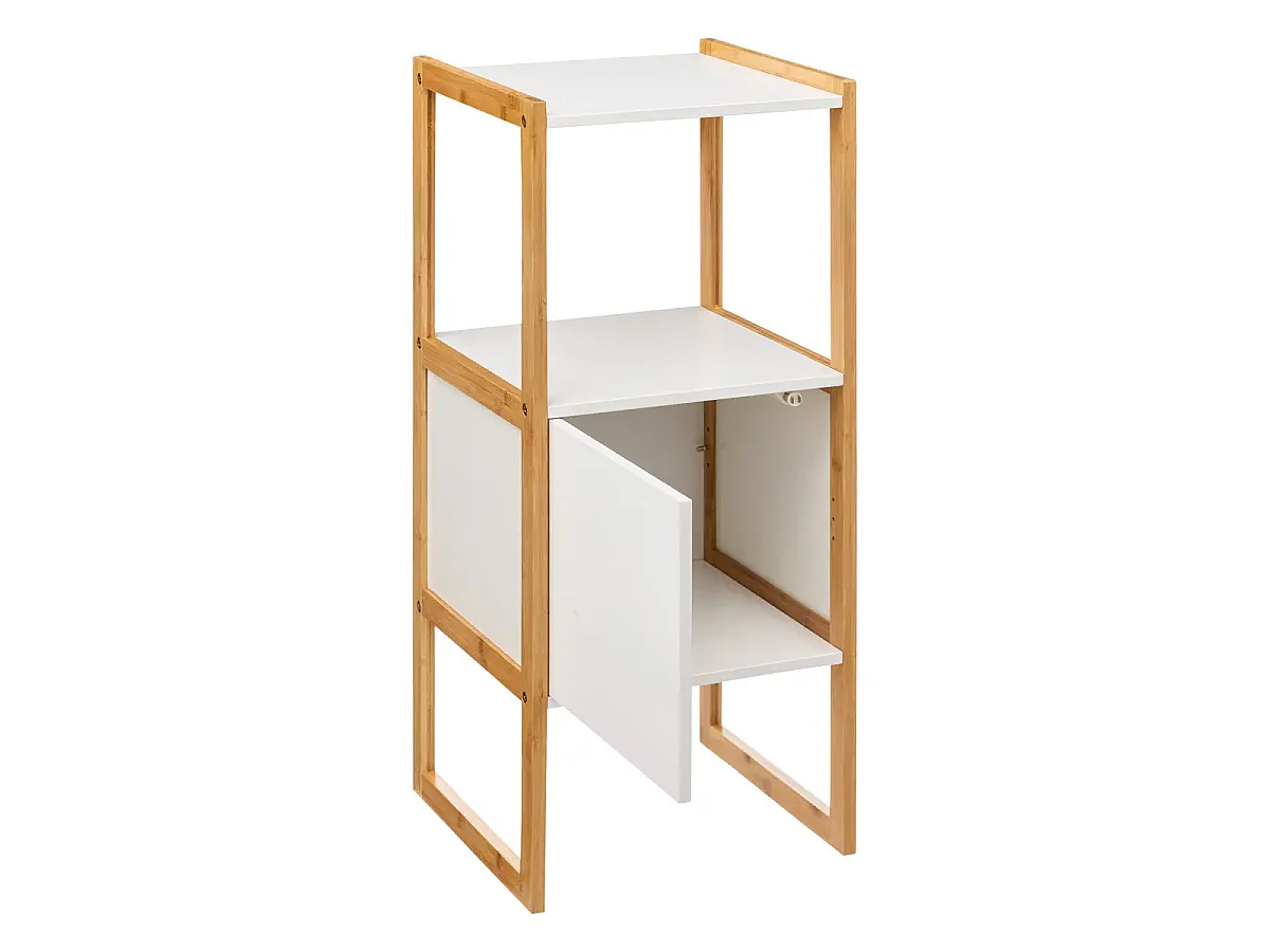 Meuble bas avec une porte en panneau de particules coloris blanc/naturel