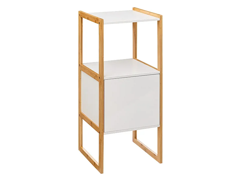 Meuble bas avec une porte en panneau de particules coloris blanc/naturel