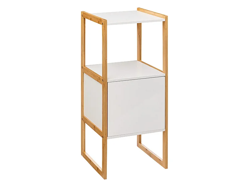 Meuble bas avec une porte en panneau de particules coloris blanc/naturel