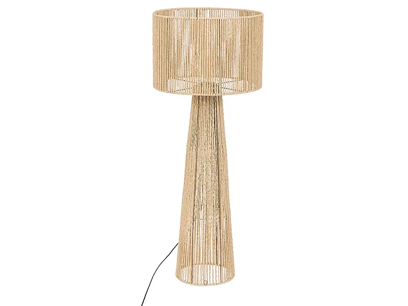 Lampe à poser, lampadaire droit en papier/métal coloris naturel - D. 38 x H. 97 cm