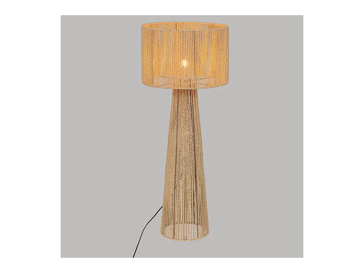 Lampe à poser, lampadaire droit en papier/métal coloris naturel - D. 38 x H. 97 cm