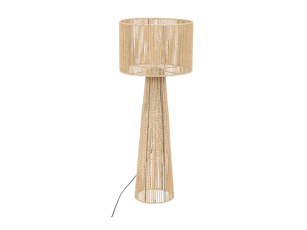 Lampe à poser, lampadaire droit en papier/métal coloris naturel - D. 38 x H. 97 cm