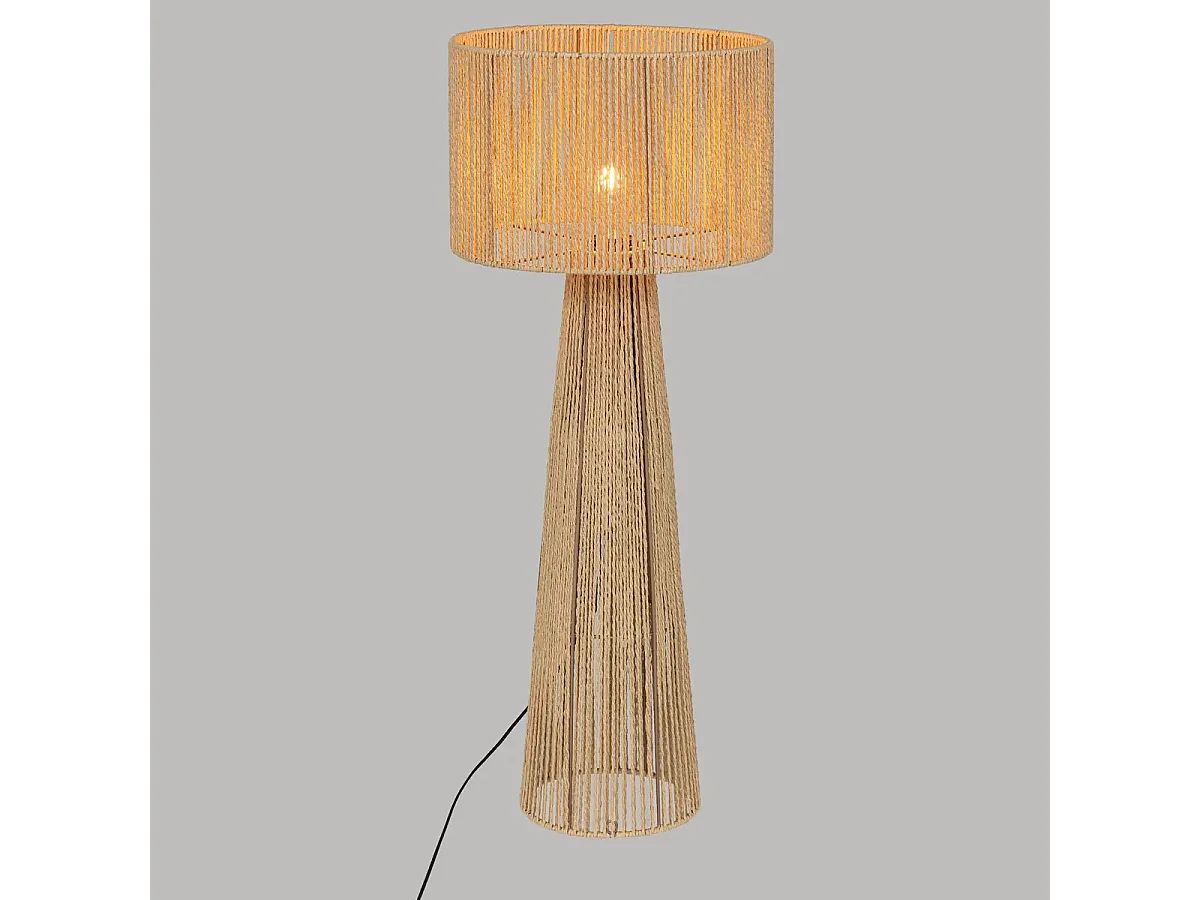 Lampe à poser, lampadaire droit en papier/métal coloris naturel - D. 38 x H. 97 cm