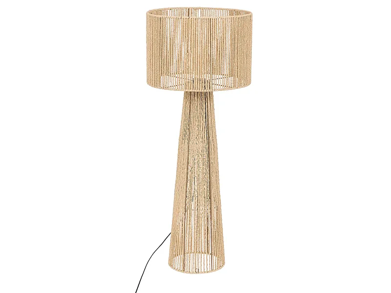 Lampe à poser, lampadaire droit en papier/métal coloris naturel - D. 38 x H. 97 cm