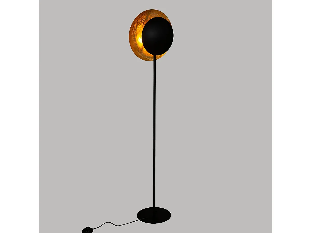 Lampe à poser, lampadaire droit en métal noir - L. 33 x P. 23 x H. 144 cm