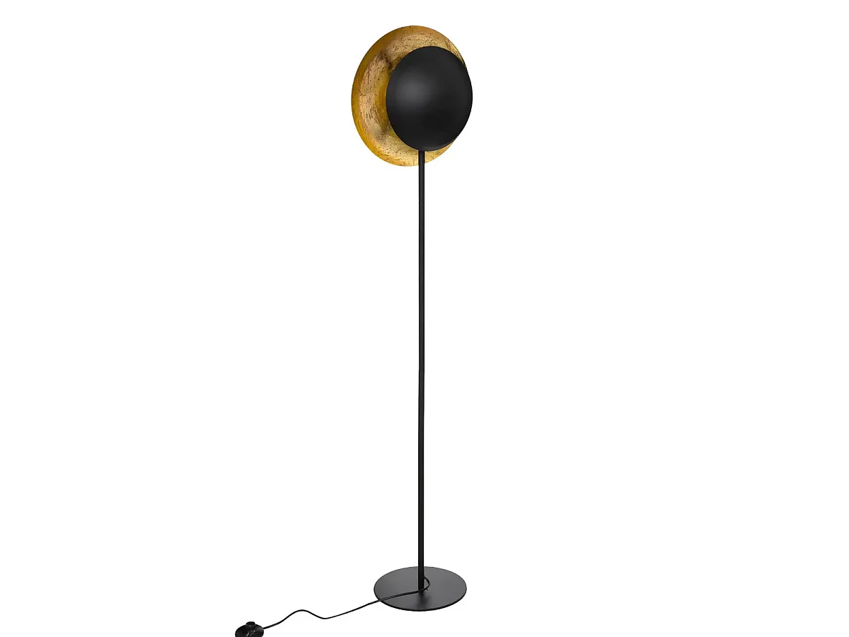 Lampe à poser, lampadaire droit en métal noir - L. 33 x P. 23 x H. 144 cm