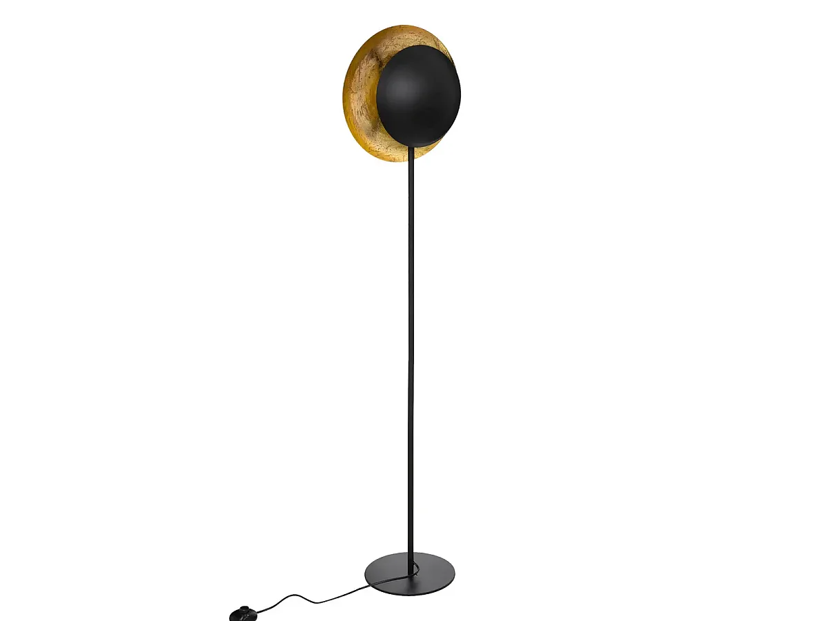 Lampe à poser, lampadaire droit en métal noir - L. 33 x P. 23 x H. 144 cm