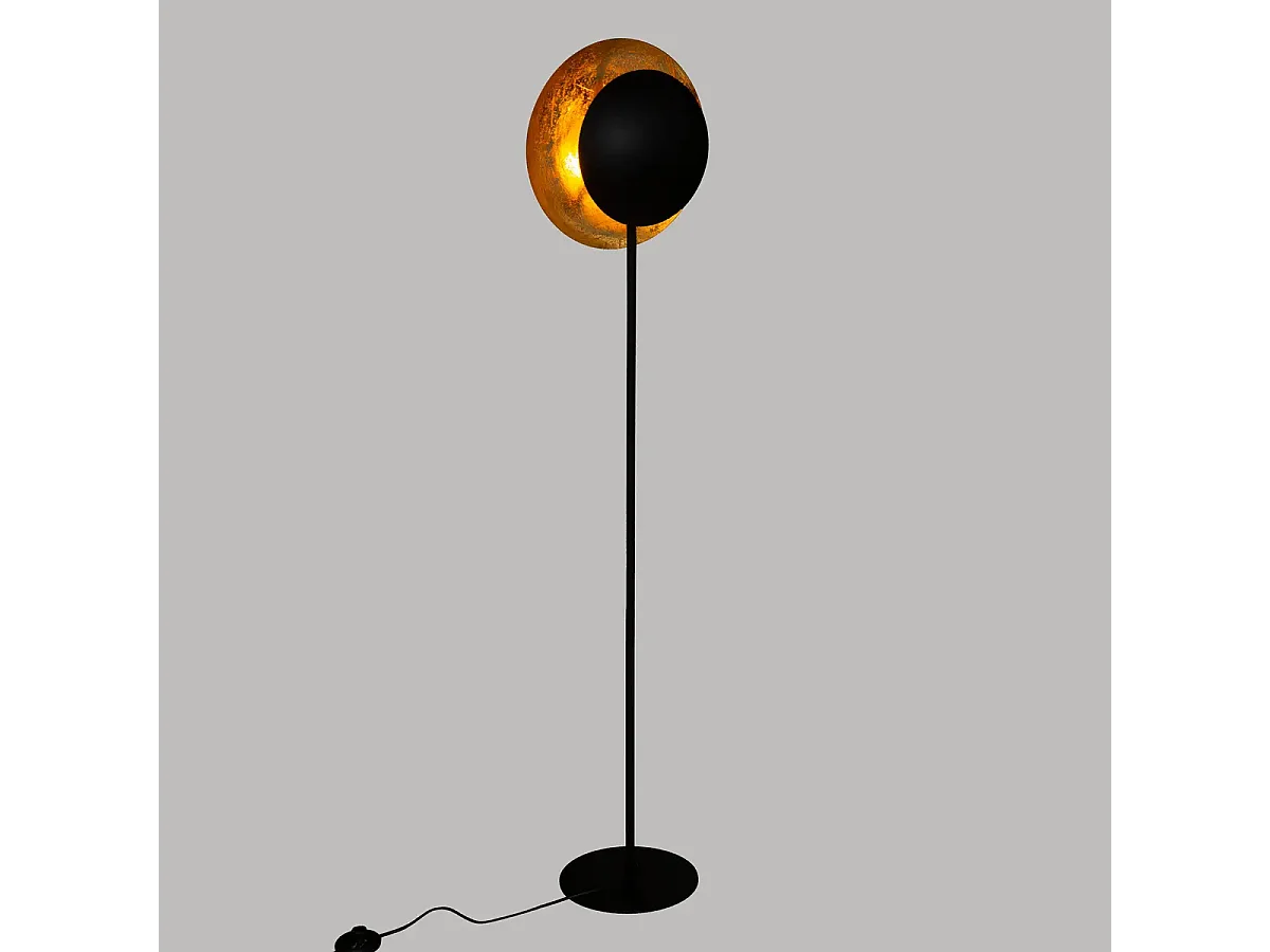 Lampe à poser, lampadaire droit en métal noir - L. 33 x P. 23 x H. 144 cm
