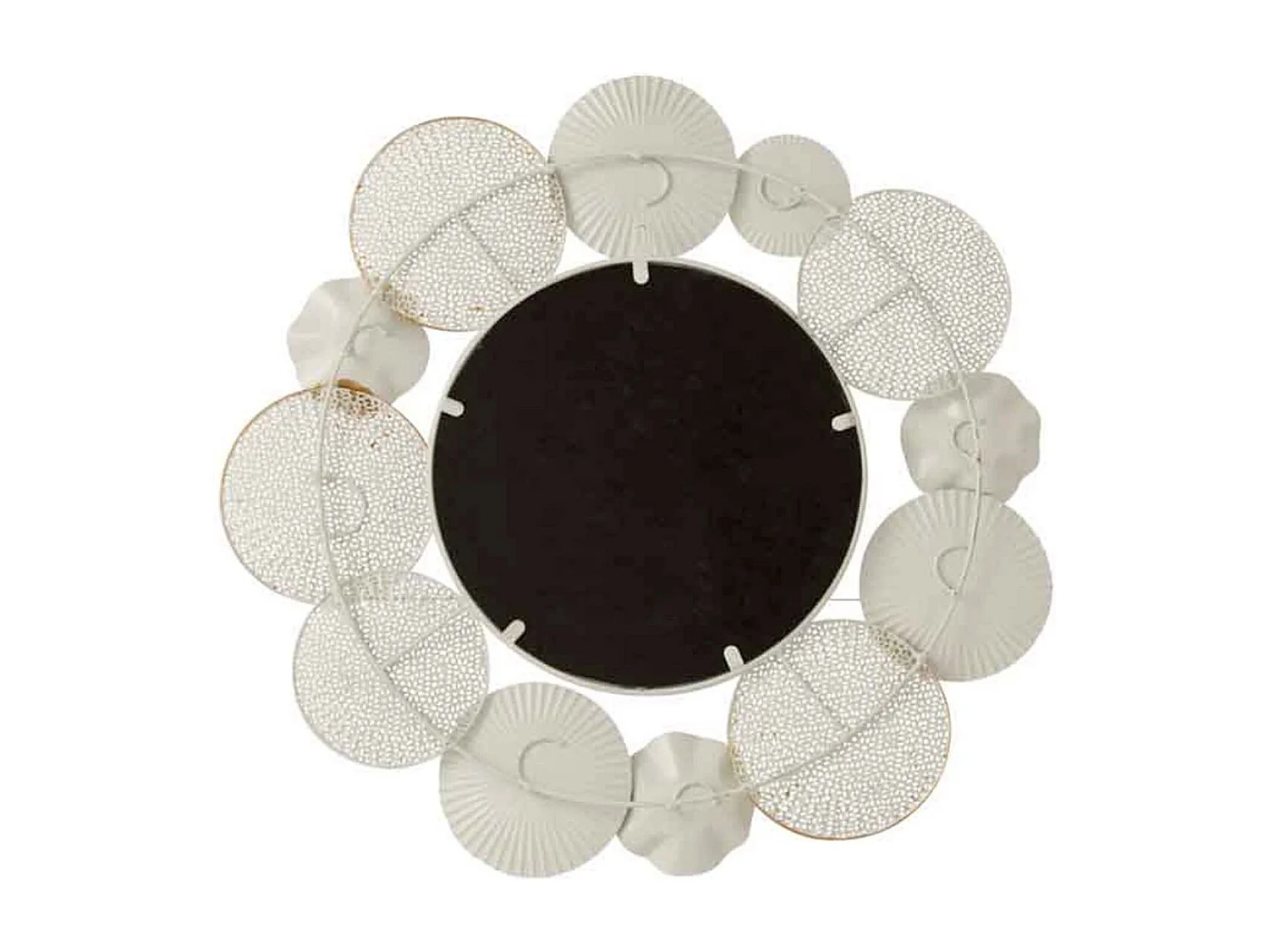 Miroir Mural Déco "Cercles Ronds" 67cm Blanc & Or