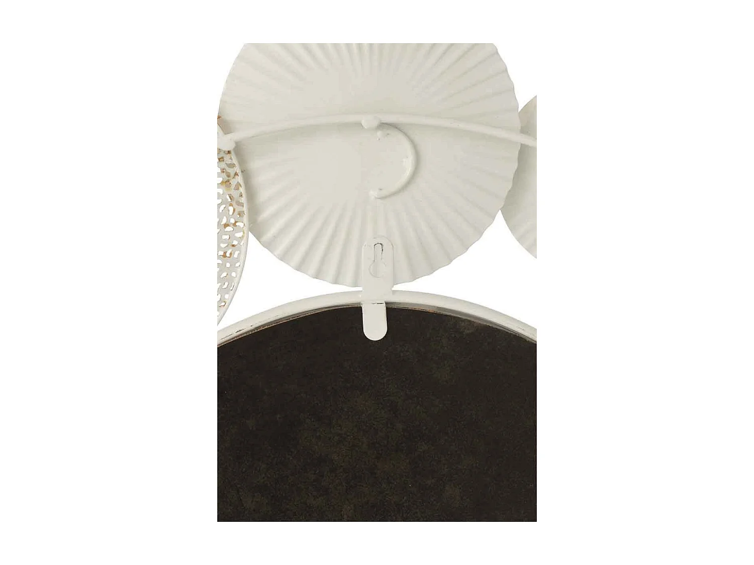 Miroir Mural Déco "Cercles Ronds" 67cm Blanc & Or