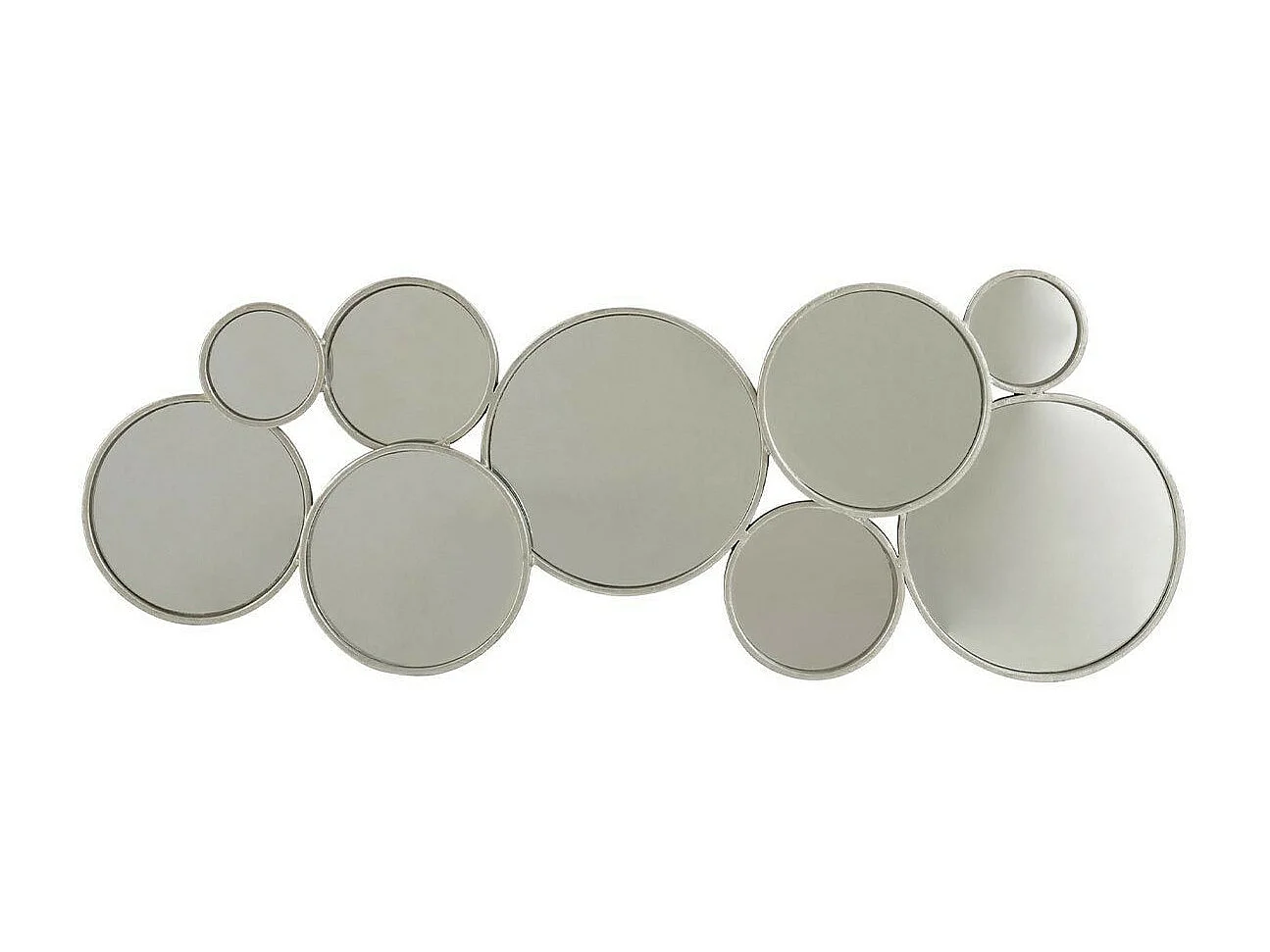 Miroir Mural Design "9 Ronds" 84cm Argent