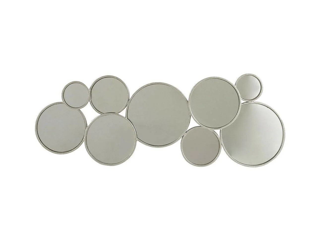 Miroir Mural Design "9 Ronds" 84cm Argent