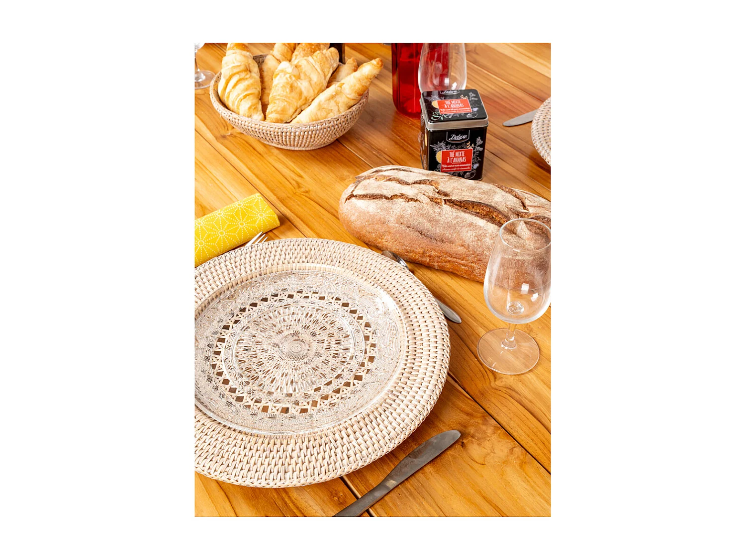 Dessous d'assiette en rotin et cannage