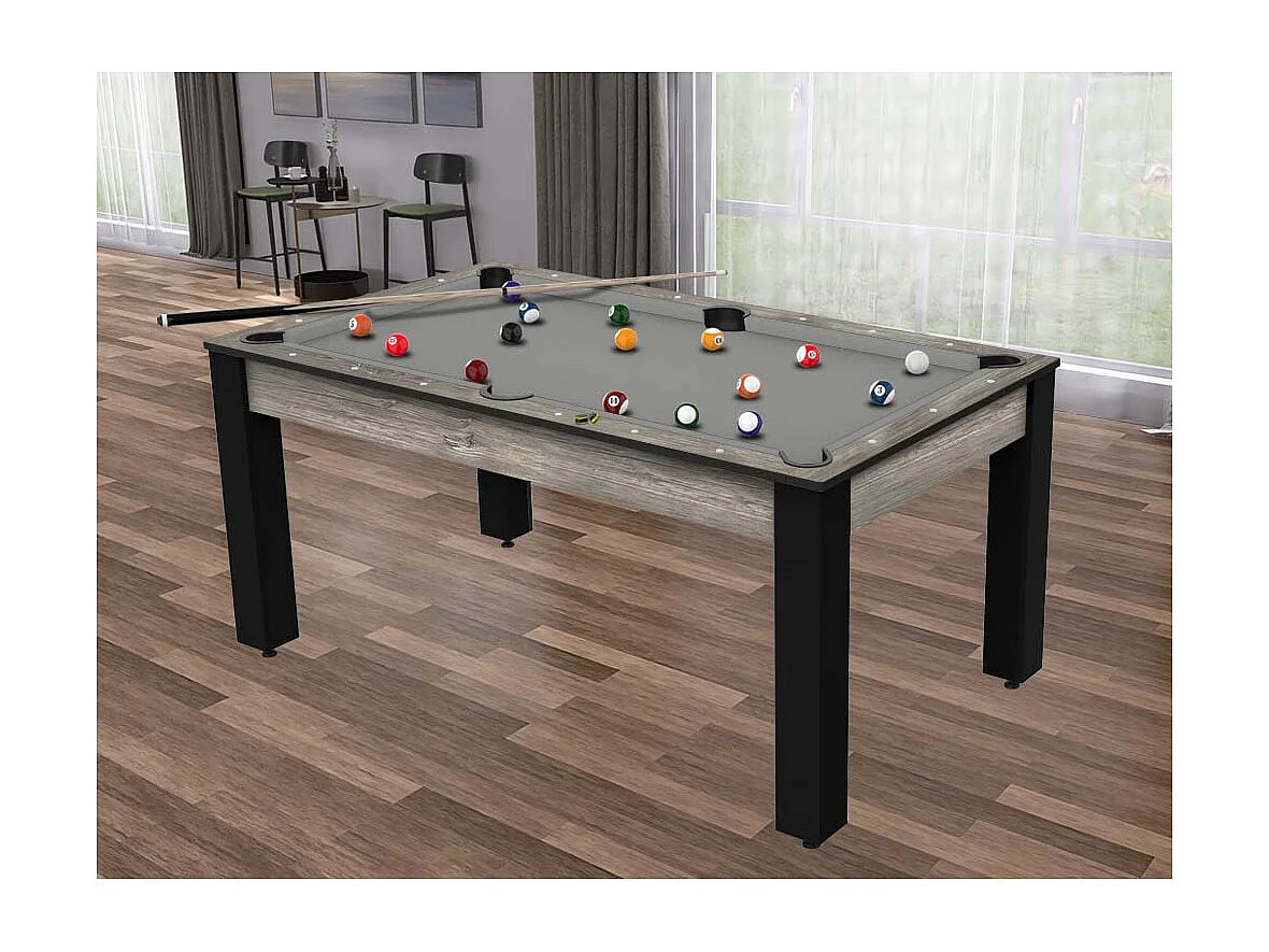 Billard convertible table 6 personnes Texas + plateau 2 en 1 dinatoire et Ping Pong + pack accessoires Confort