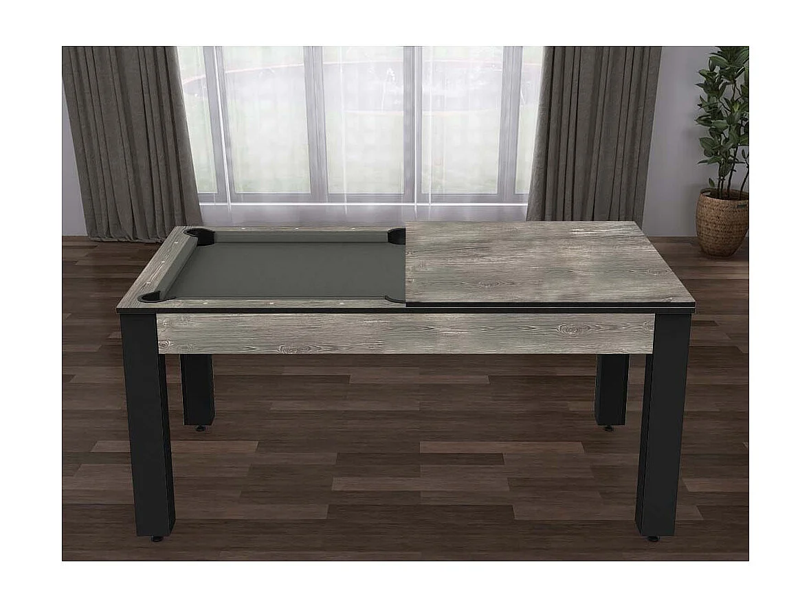 Billard convertible table 6 personnes Texas + plateau 2 en 1 dinatoire et Ping Pong + pack accessoires Confort