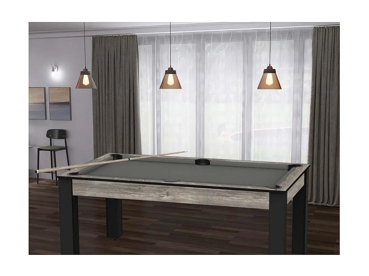 Billard convertible table 6 personnes Texas + plateau 2 en 1 dinatoire et Ping Pong + pack accessoires Confort
