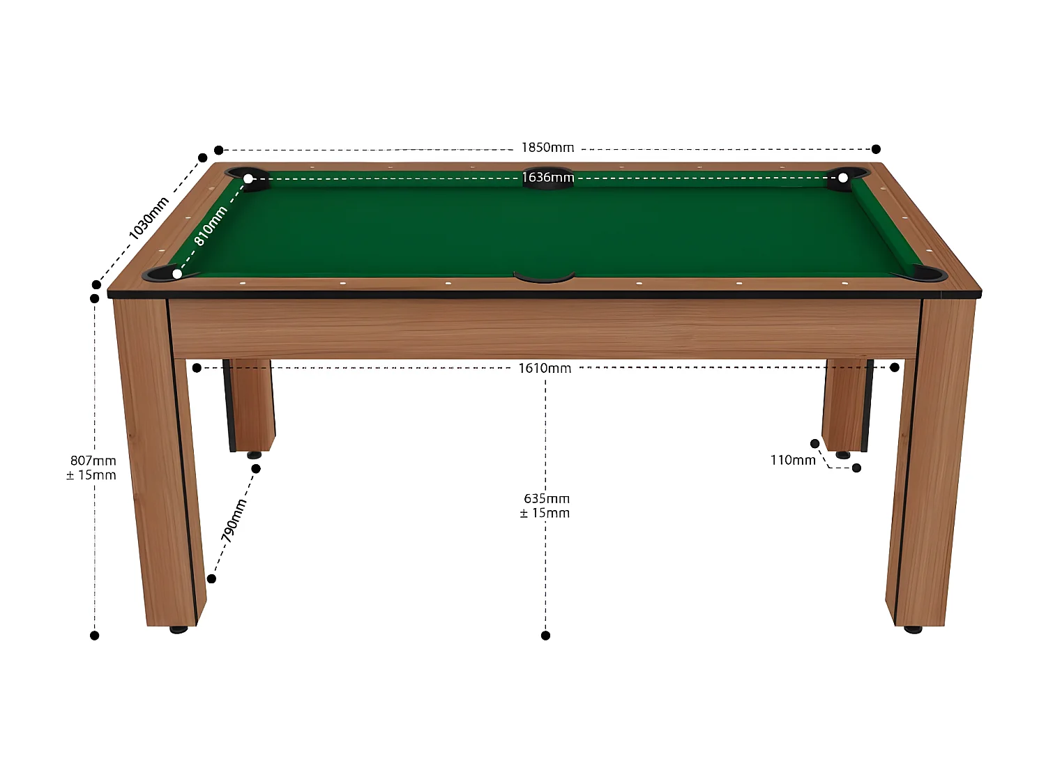 Billard convertible table 6 personnes Texas + pack accessoires Confort