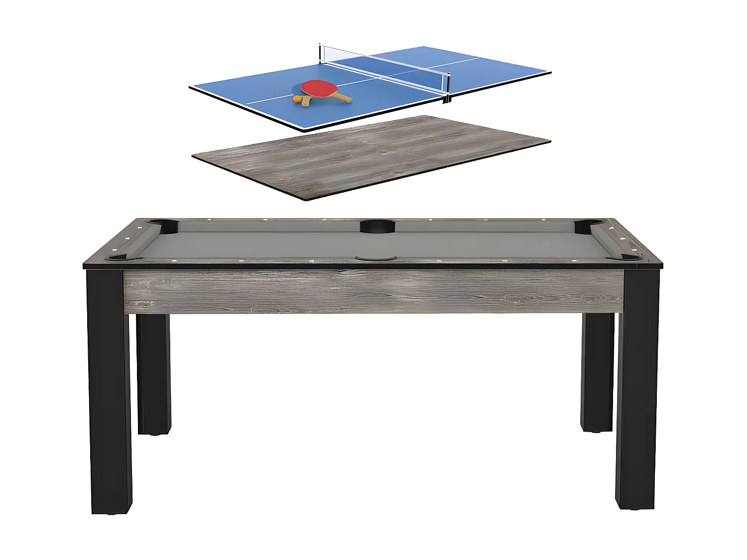 Billard convertible table 6 personnes Texas + plateau 2 en 1 dinatoire et Ping Pong