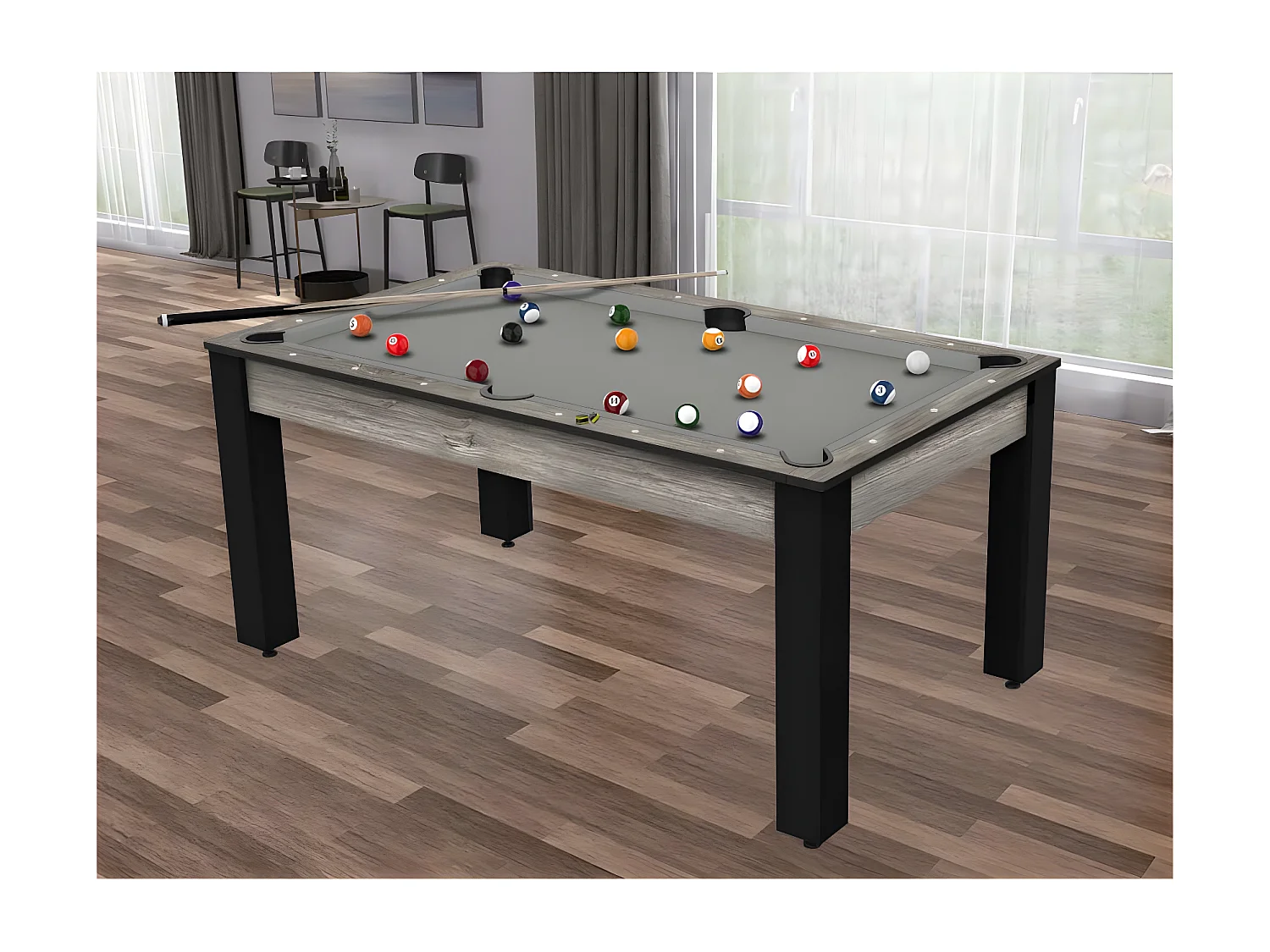 Billard convertible table 6 personnes Texas + plateau 2 en 1 dinatoire et Ping Pong
