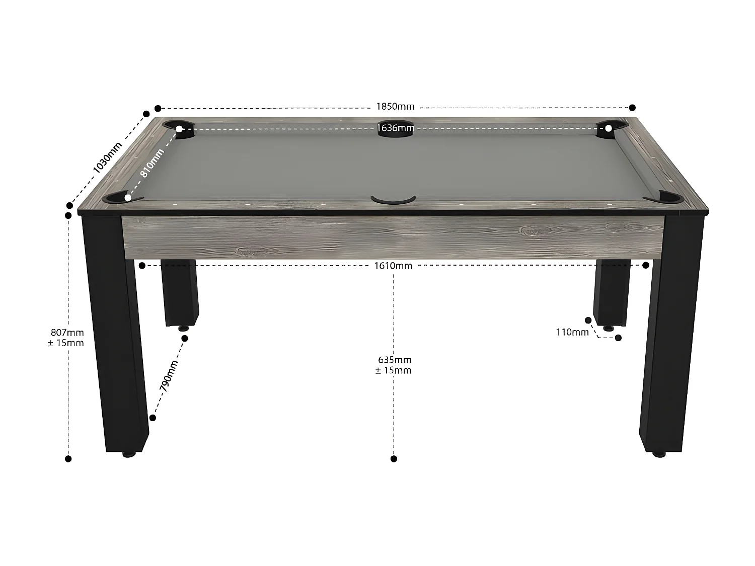 Billard convertible table 6 personnes Texas + plateau 2 en 1 dinatoire et Ping Pong