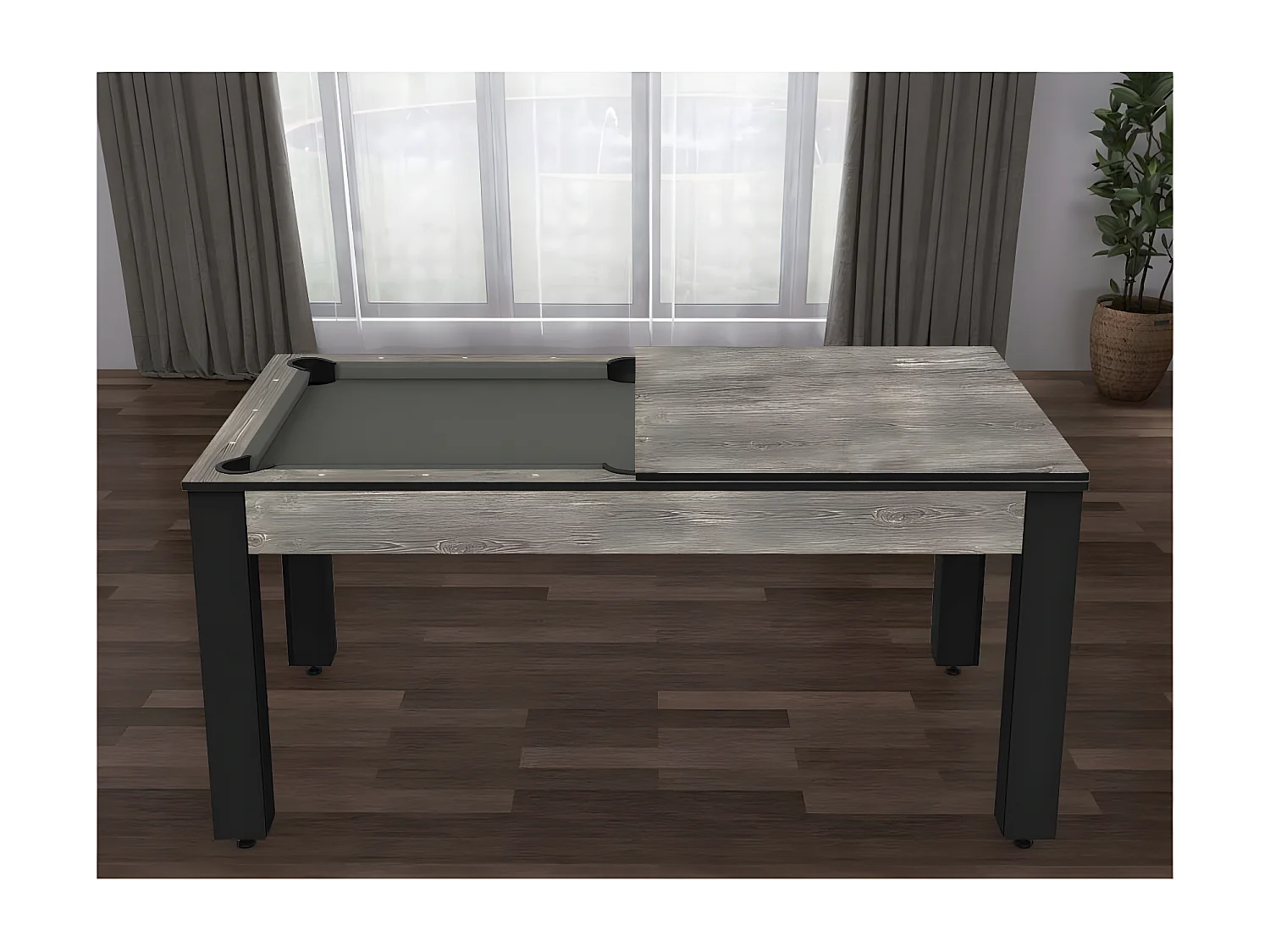 Billard convertible table 6 personnes Texas + plateau 2 en 1 dinatoire et Ping Pong