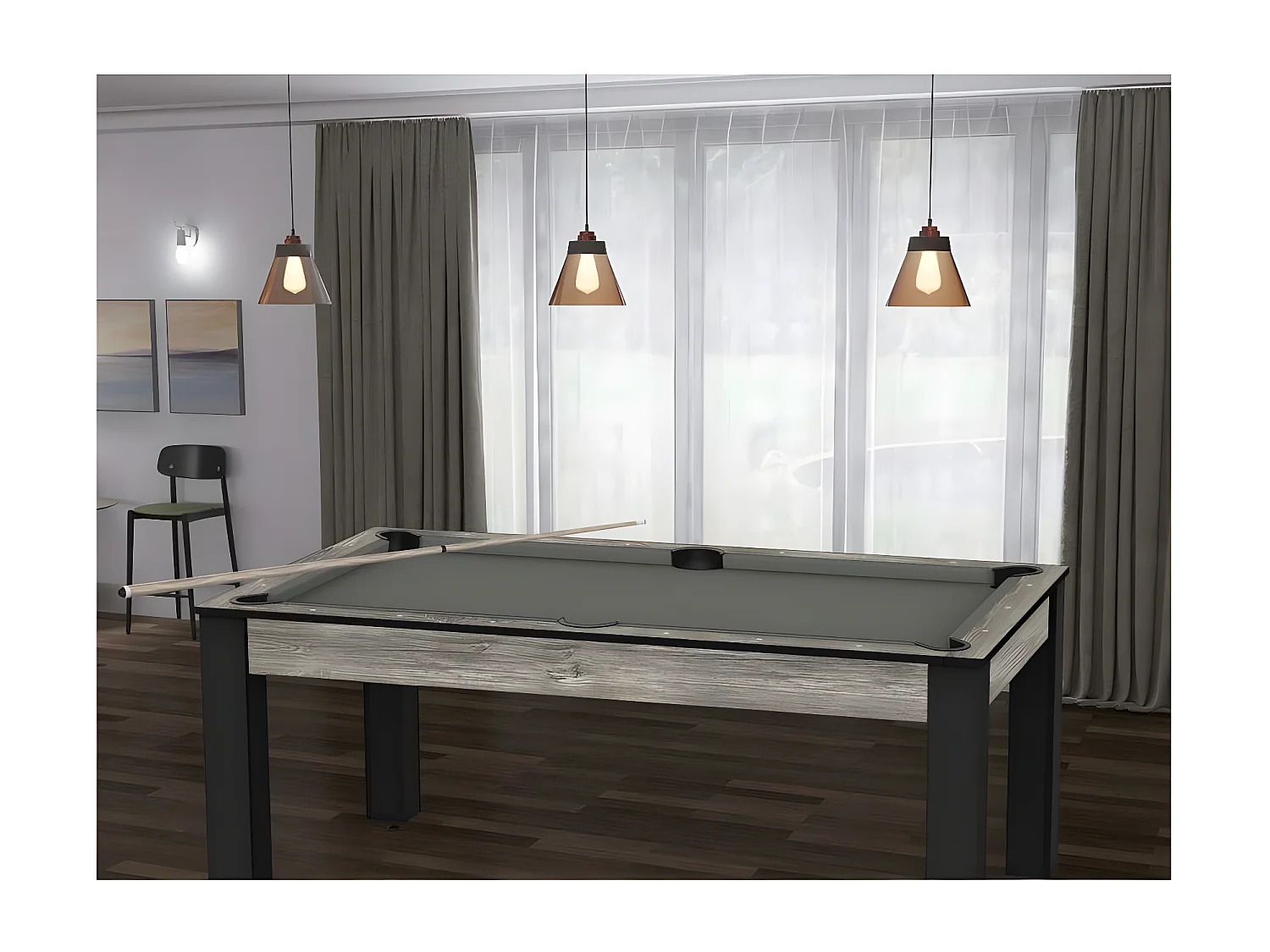 Billard convertible table 6 personnes Texas + plateau 2 en 1 dinatoire et Ping Pong