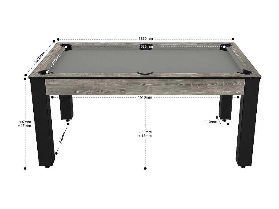 Billard convertible table 6 personnes Texas + pack accessoires Confort