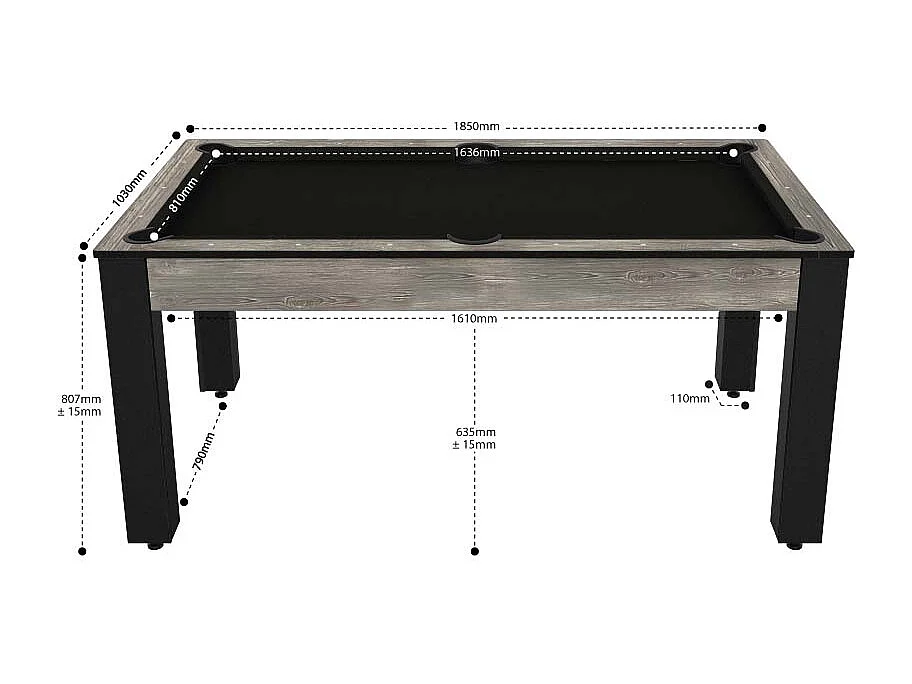 Billard convertible table 6 personnes Texas + pack accessoires Confort