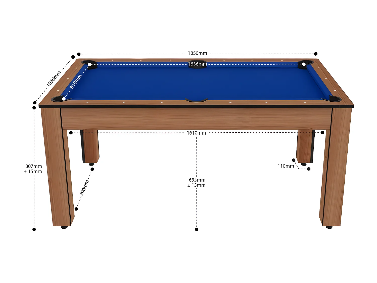 Billard convertible table 6 personnes Texas + pack accessoires Confort