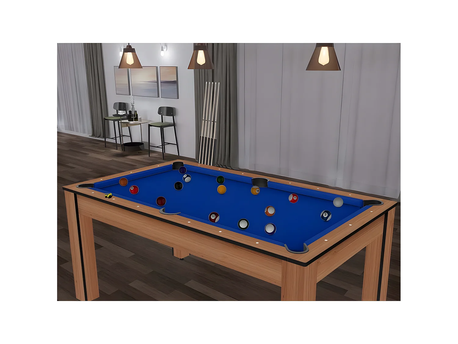 Billard convertible table 6 personnes Texas + pack accessoires Confort