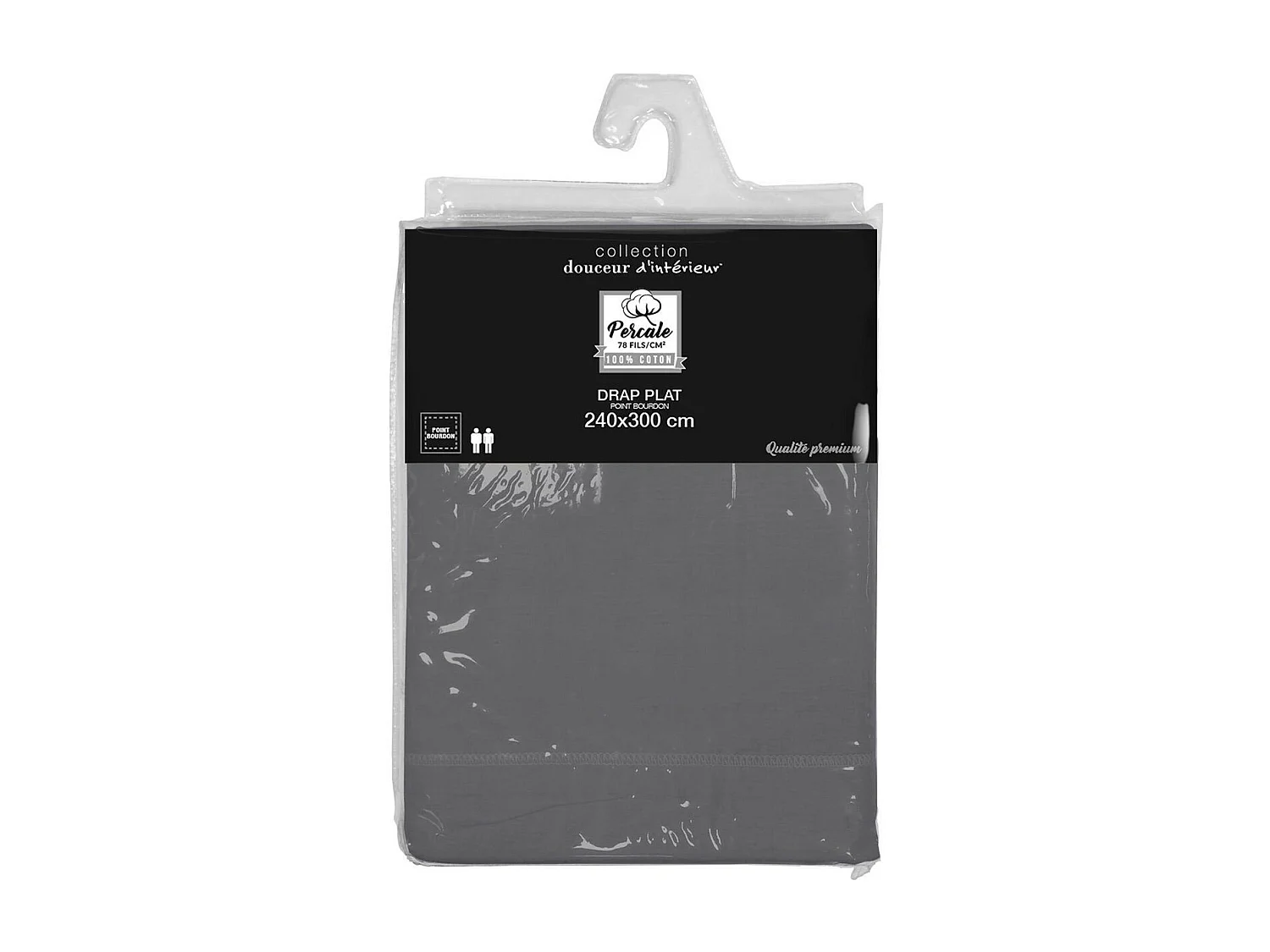 Drap Plat "Percaline" 240x300cm Anthracite