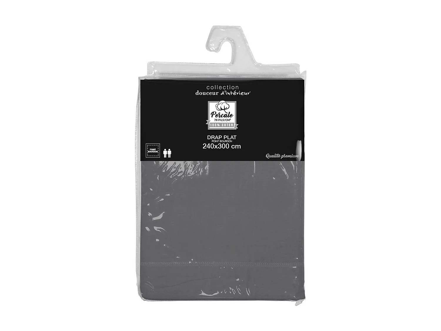 Drap Plat "Percaline" 240x300cm Anthracite