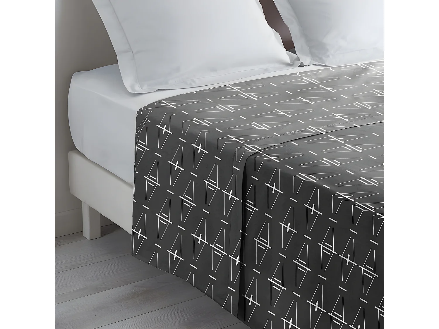 Drap Plat en Coton "Aristide" 180x290cm Anthracite