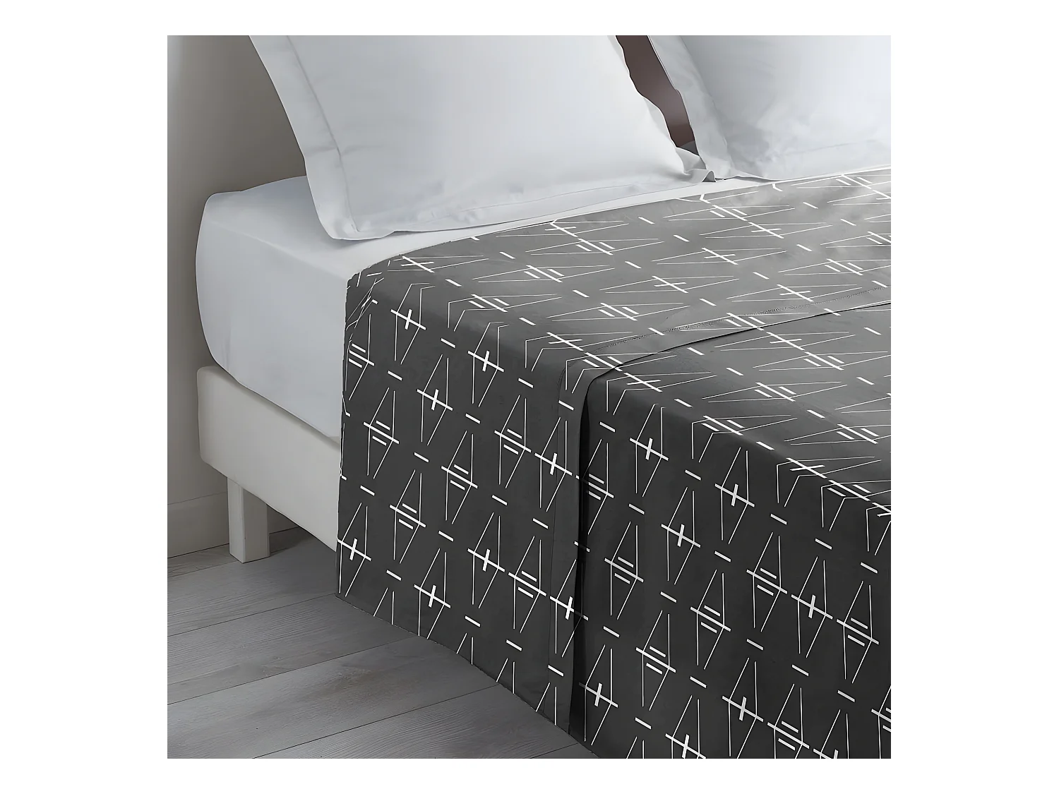 Drap Plat en Coton "Aristide" 180x290cm Anthracite