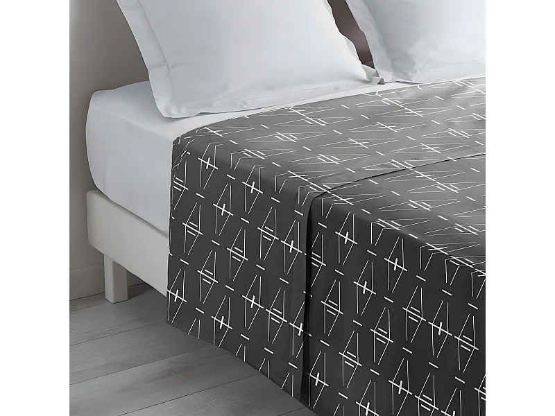 Drap Plat en Coton "Aristide" 180x290cm Anthracite