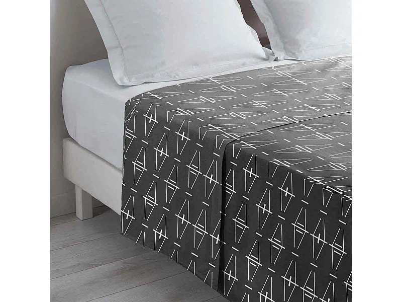 Drap Plat en Coton "Aristide" 180x290cm Anthracite