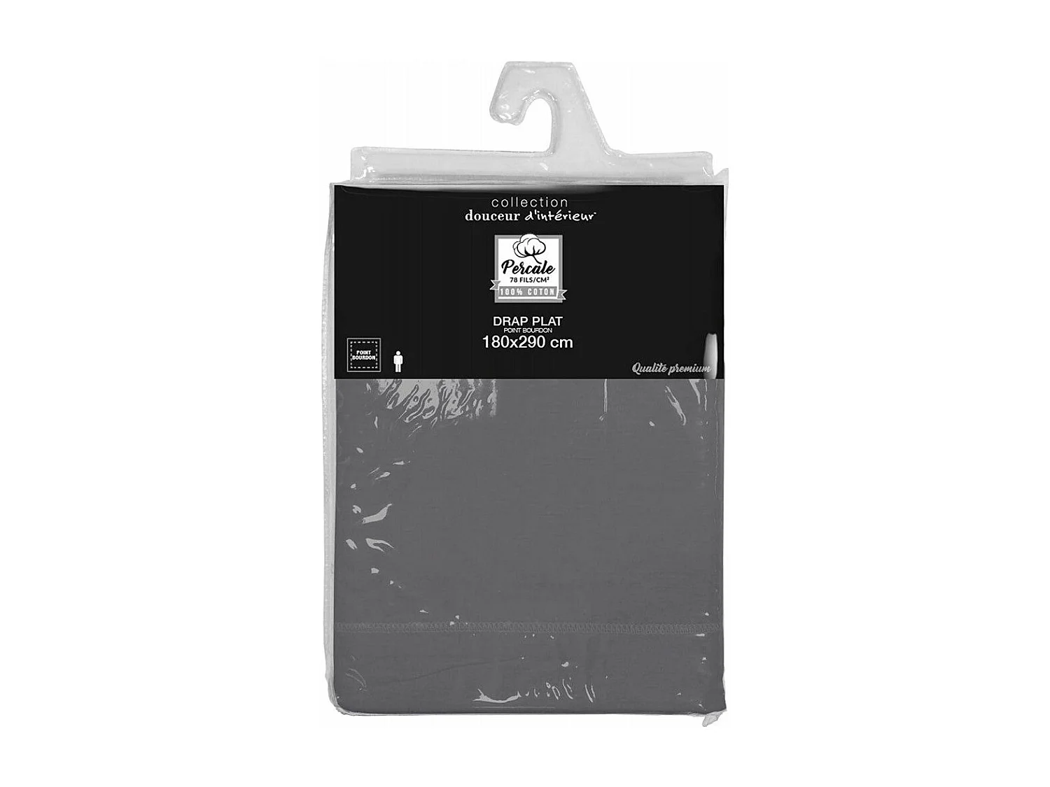 Drap Plat "Percaline" 180x290cm Anthracite