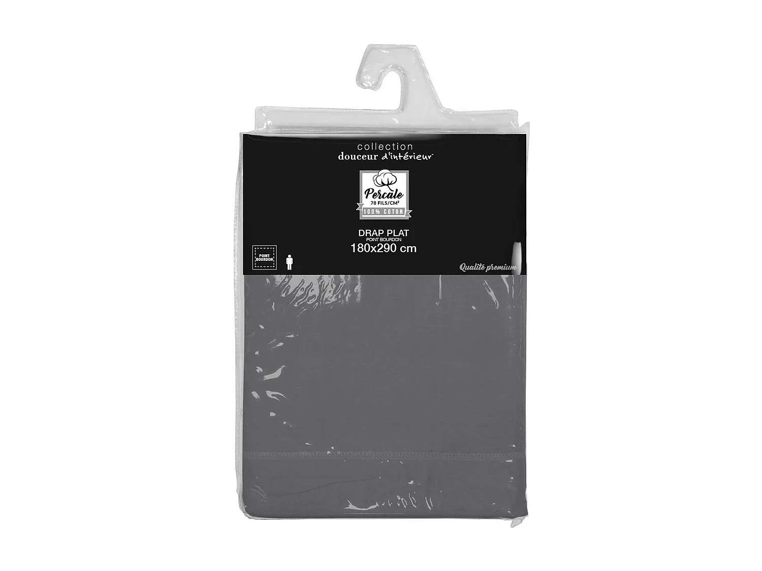 Drap Plat "Percaline" 180x290cm Anthracite