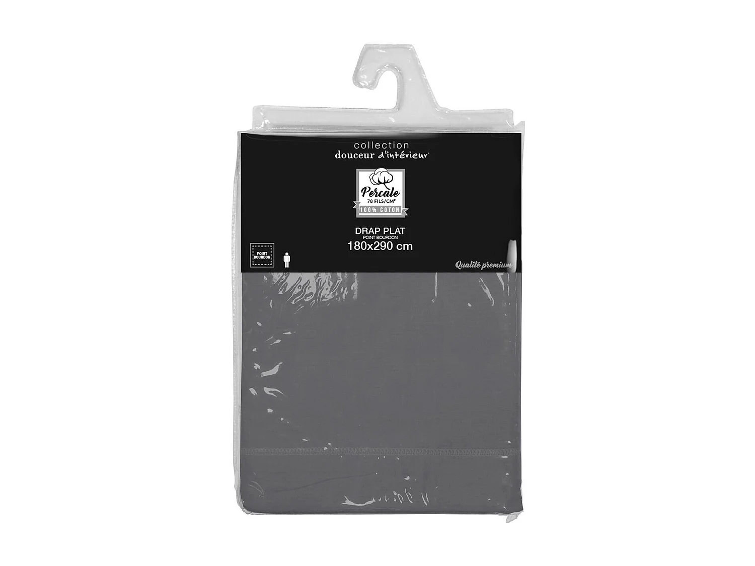 Drap Plat "Percaline" 180x290cm Anthracite